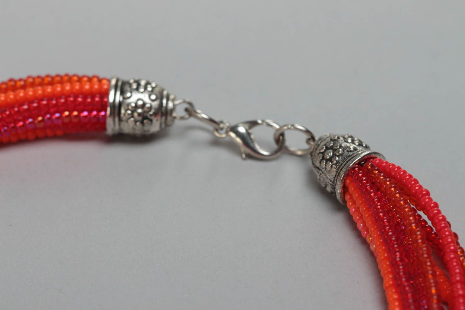 Bright red handmade designer children's beaded necklace beautiful photo 4