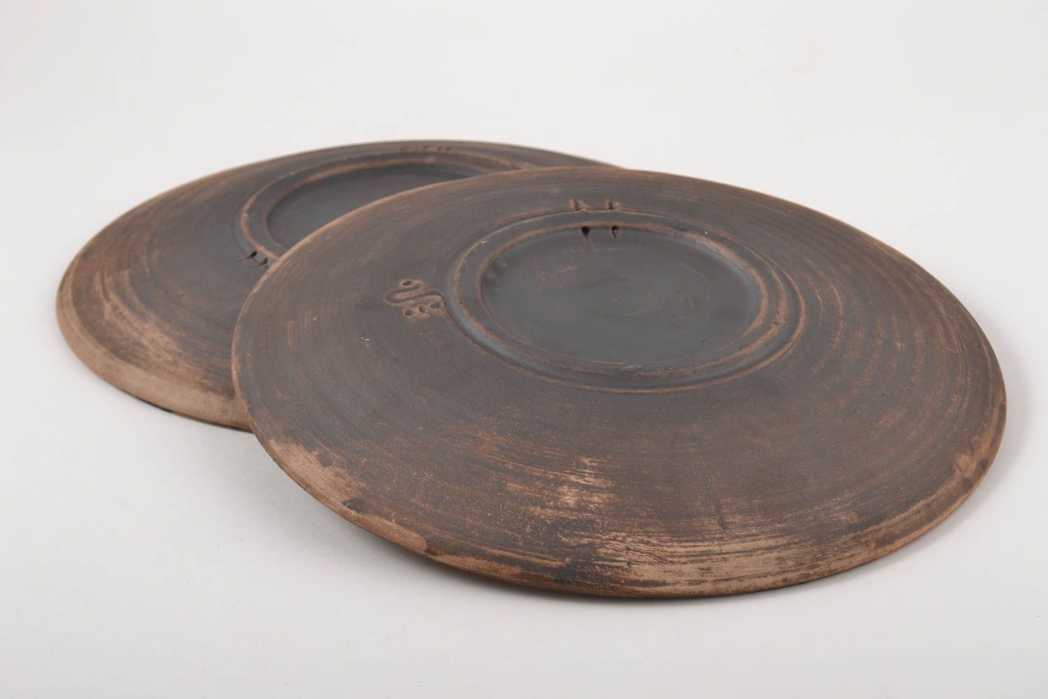 Керамические тарелки ручной работы глиняная посуда расписные тарелки 2 шт фото 4