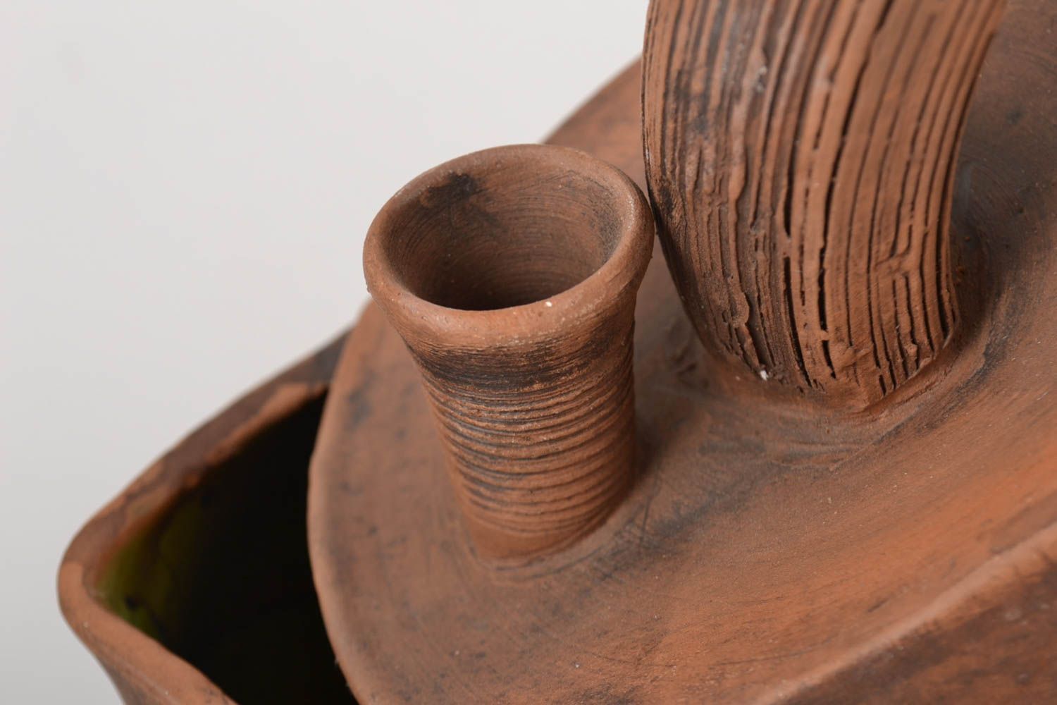Handmade Ton Teekanne Küchen Deko Öko Geschirr aus Keramik 1.5 L Dampfzug foto 4