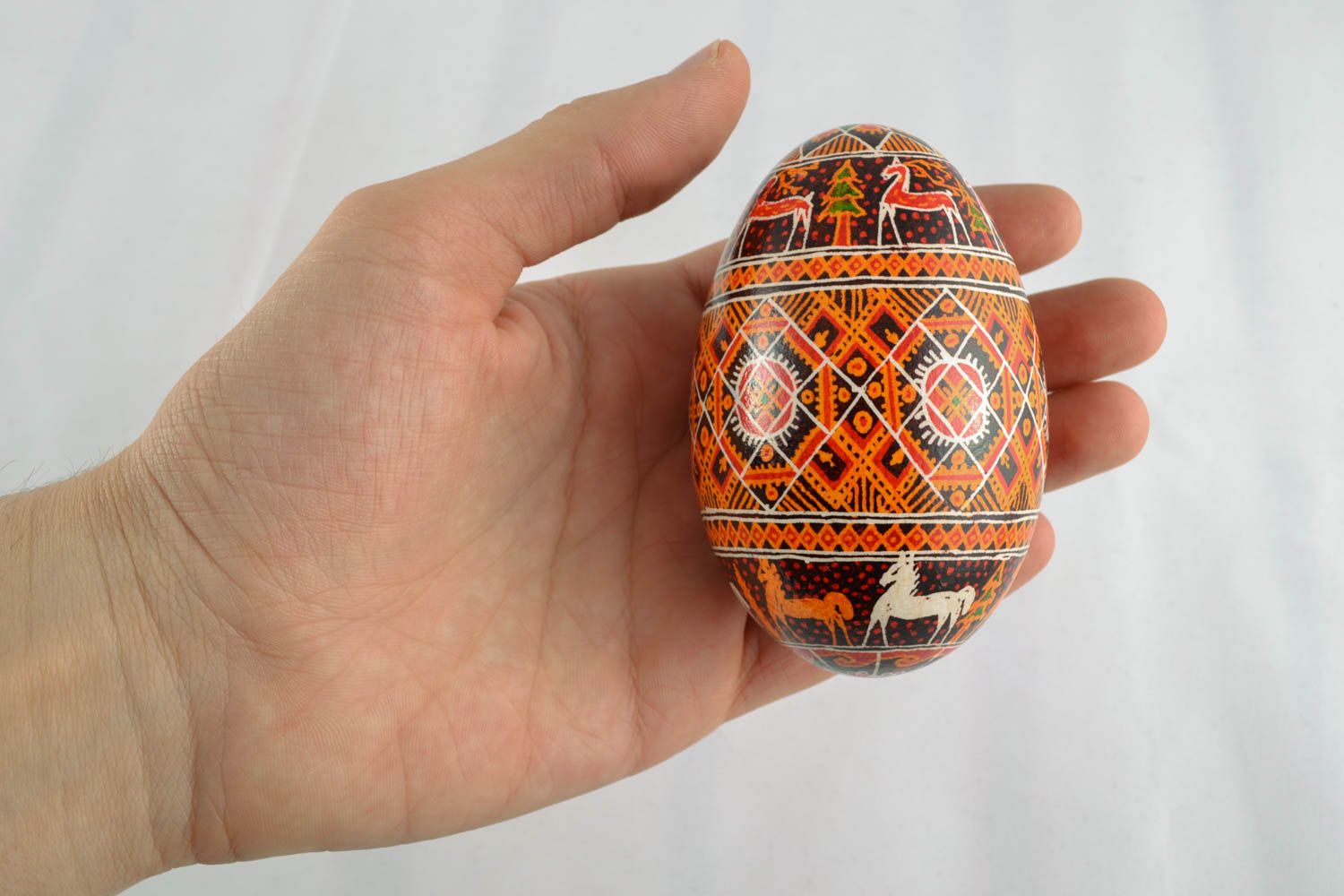 Painted goose egg in Ukrainian style photo 4