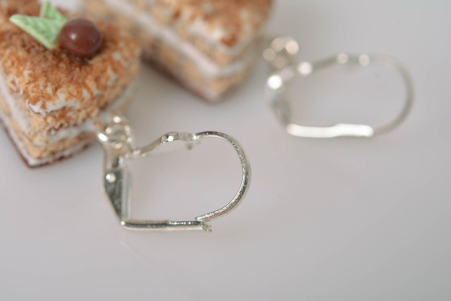 Miniature handmade designer polymer clay cake earrings funny jewelry photo 5