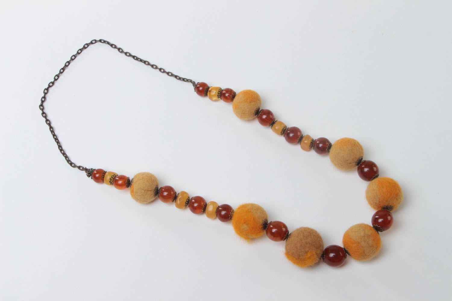 Handmade stylish woolen necklace beaded necklace amber necklace present for her photo 2