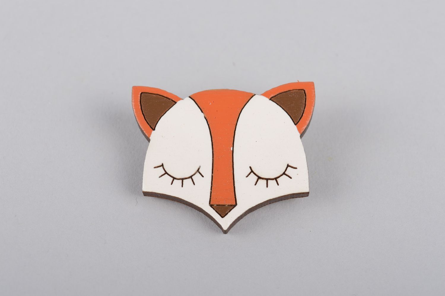 Handmade designer brooch wooden beautiful jewelry unusual fox accessory photo 2