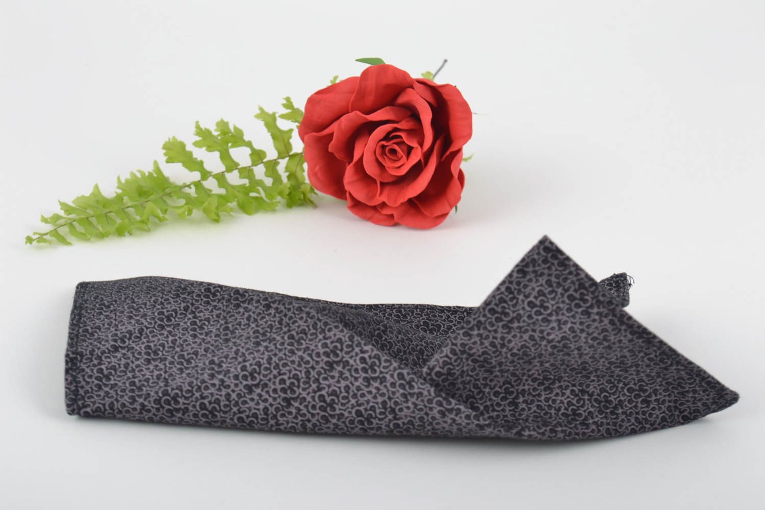 Beautiful handmade designer dark cotton fabric handkerchief for suit pocket photo 1