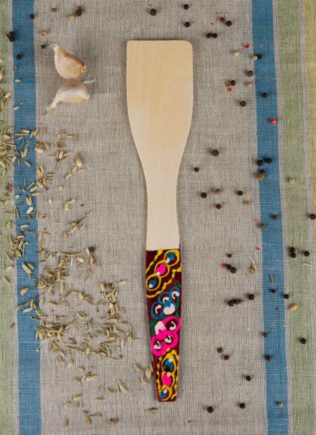 Wooden spatula with painting photo 1