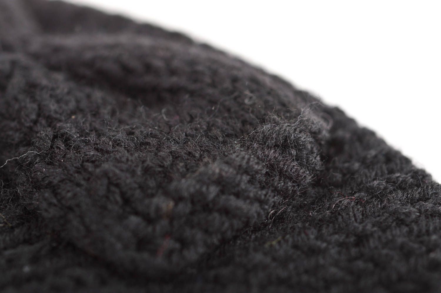 Béret au tricot fait main Chapeau chaud Vêtement femme hiver noir coton photo 4