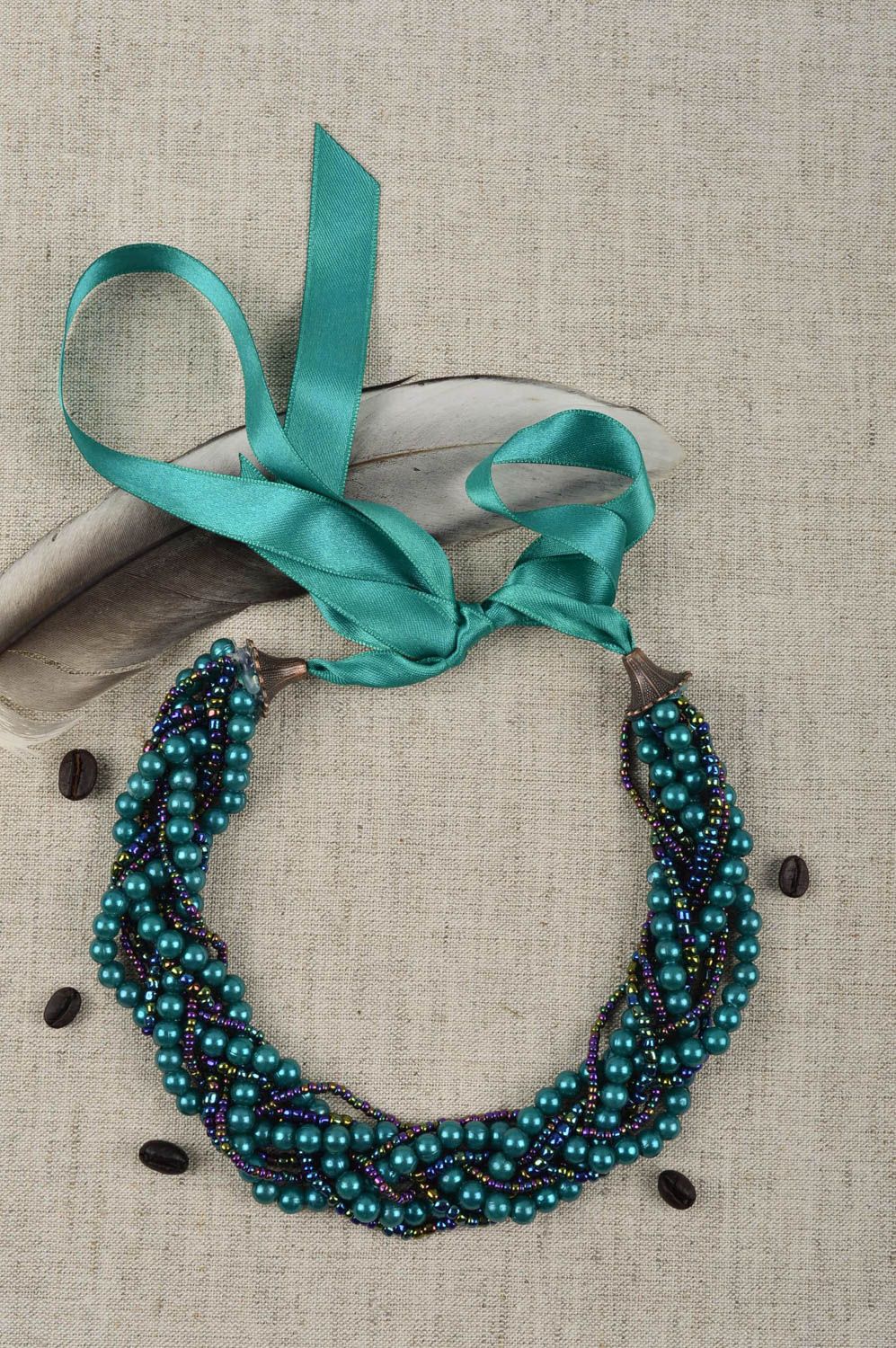 Handmade Schmuck Collier Geschenk für Frauen Schmuck aus Rocailles prachtvoll foto 1