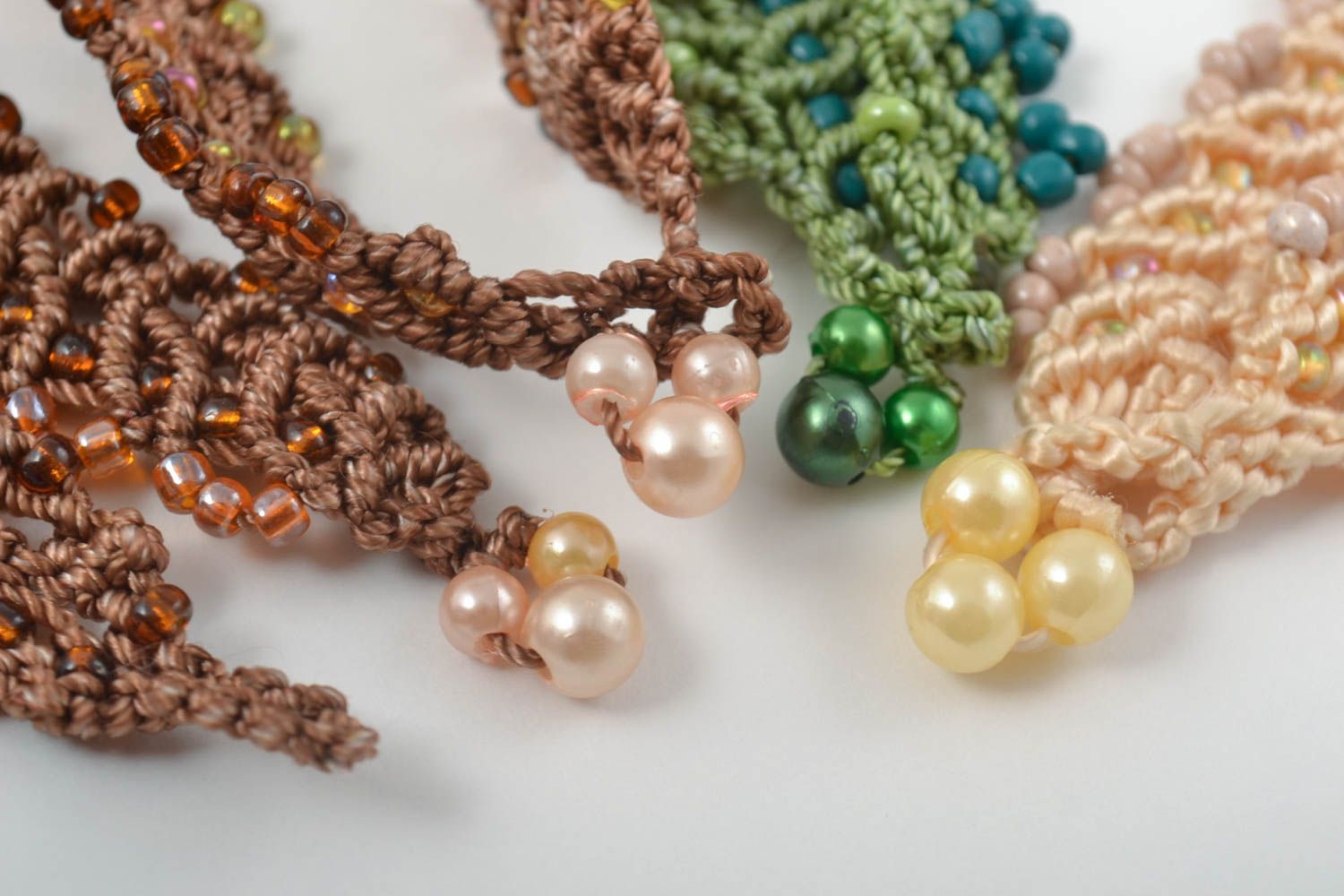 Lot de Colliers macramé faits main en fils et perles 5 pièces Cadeau pour femme photo 4