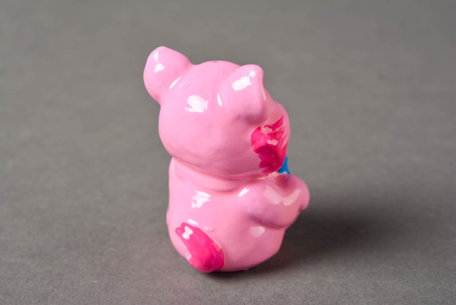 Figurine animal fait main Statuette platre minou rose Déco maison Idée cadeau photo 5