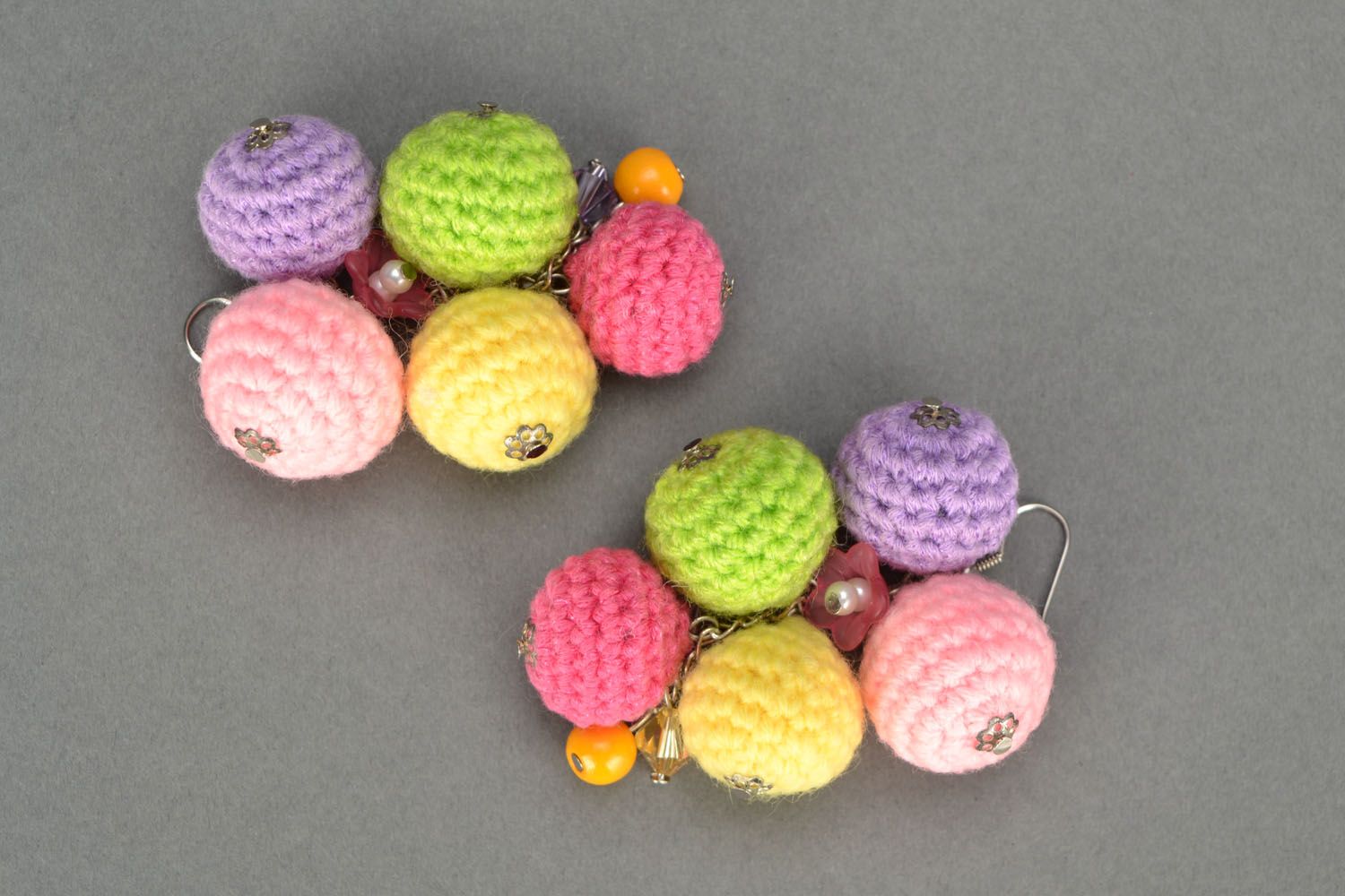 Long crochet earrings Caramel photo 4