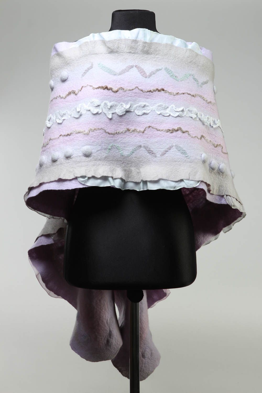 Unusual handmade felted wool scarf shawl design fashion accessories for girls photo 3