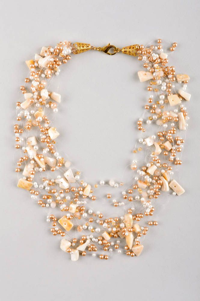 Collier perles de rocaille Bijou fait main avec cristal Accessoire femme photo 2