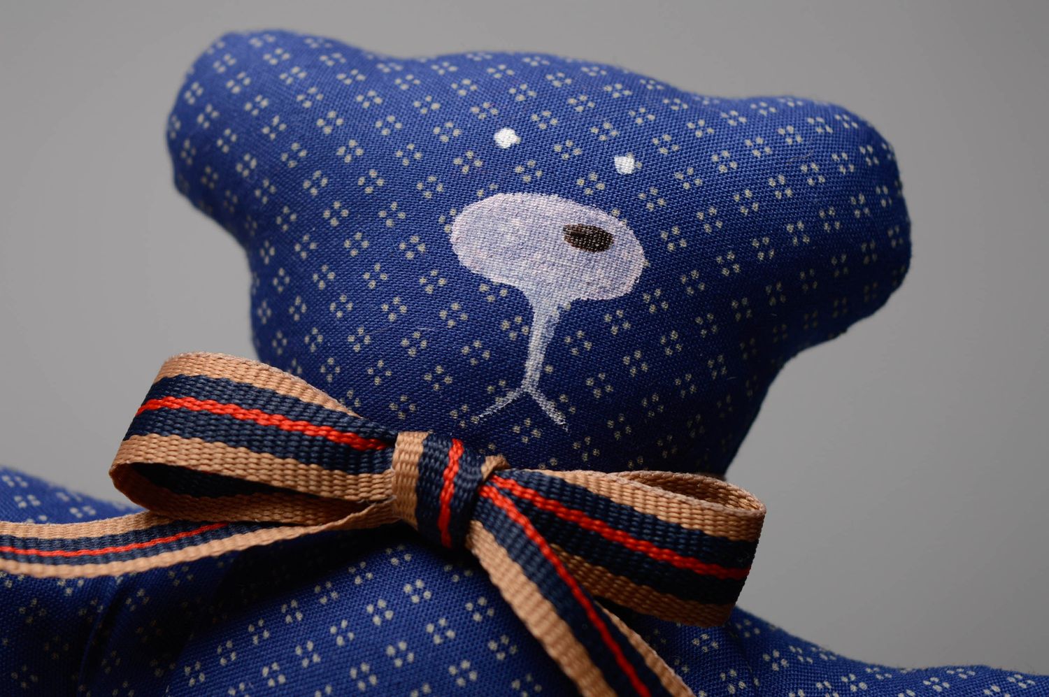 Hand sewn soft fabric toy Blue Soft Bear photo 3