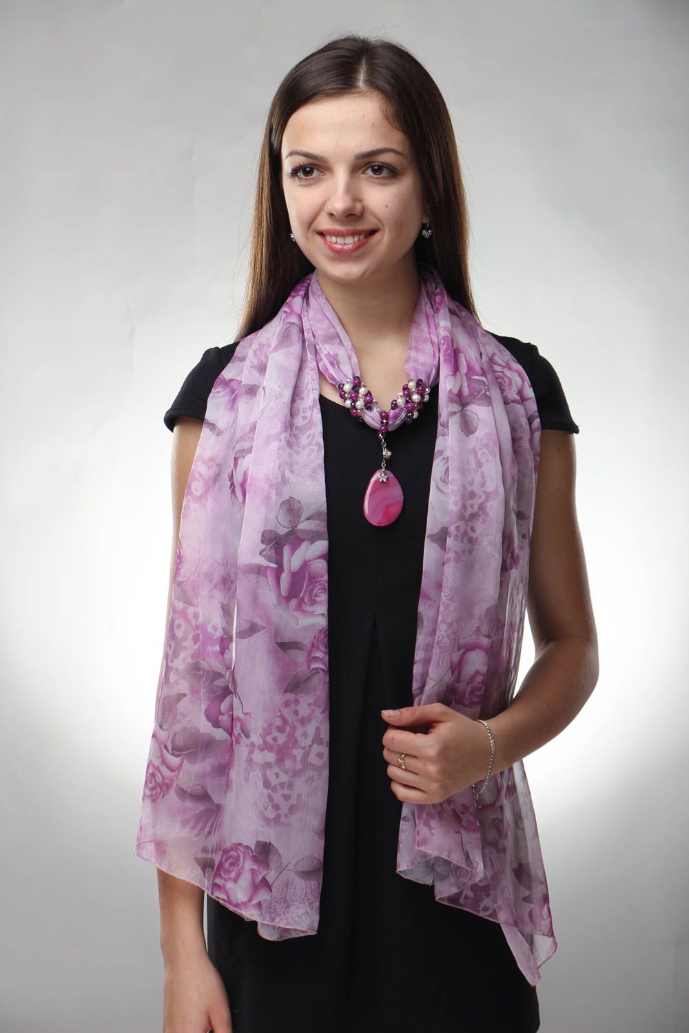 Foulard di seta con pietra dura fatto a mano sciarpa da donna idea regalo foto 1