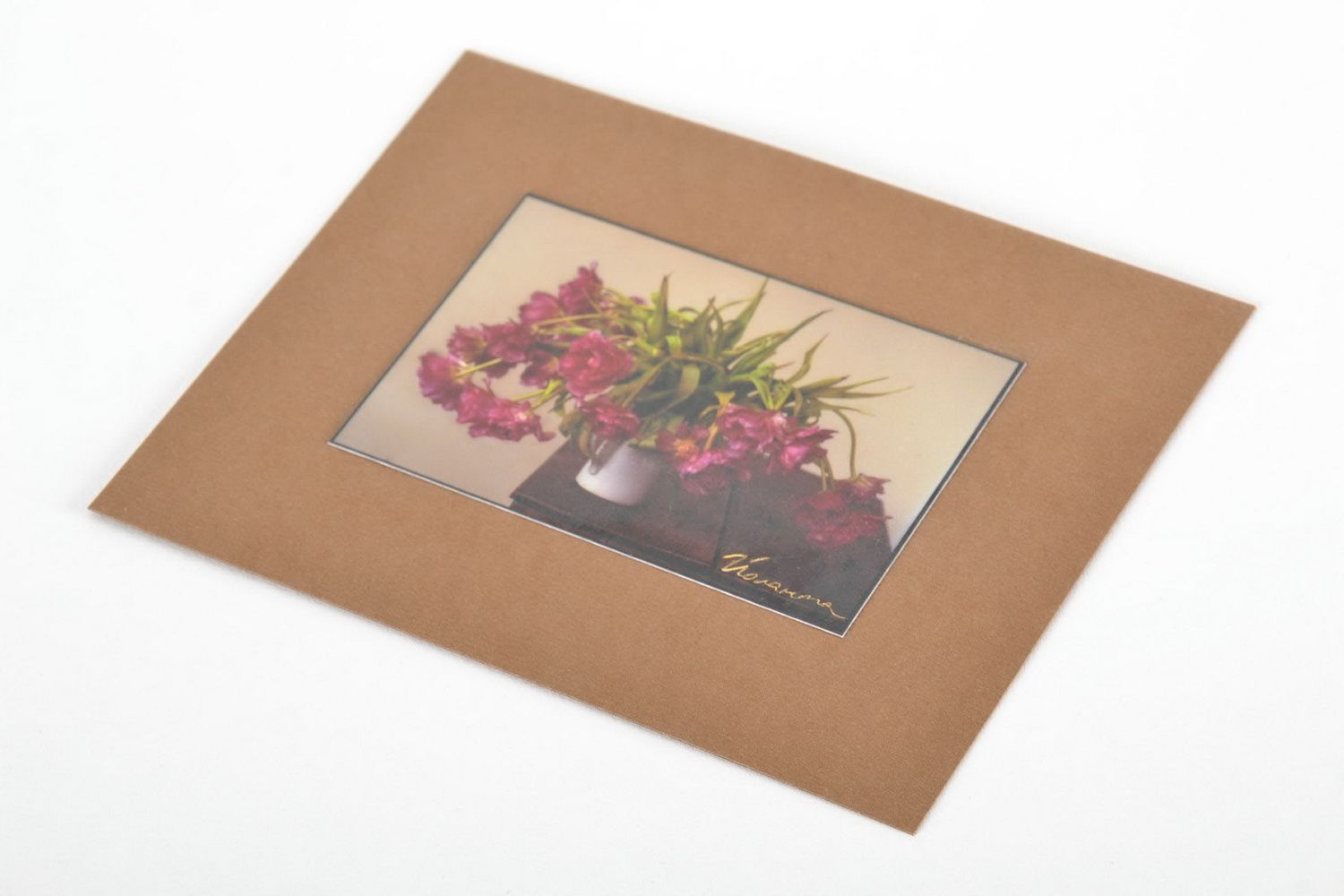 Carte de voeux faite main avec fleurs photo 2