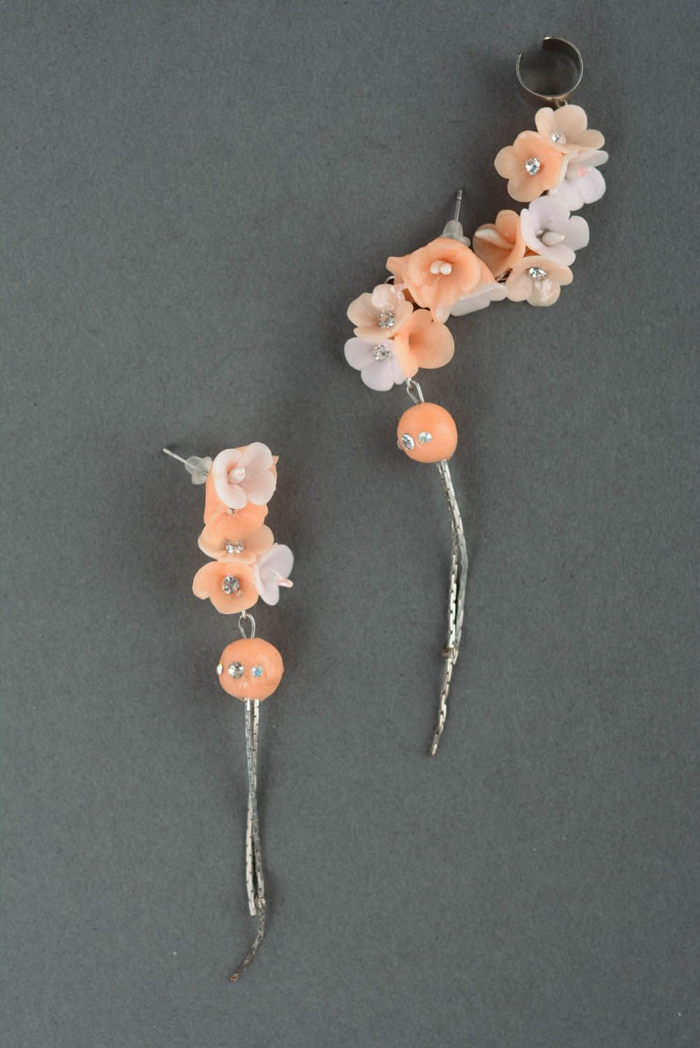 Pendientes de arcilla polimérica Ramo de flores de primavera foto 2