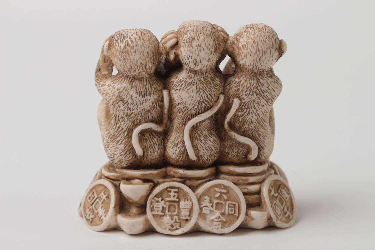 Figurine animal fait main Statuette miniature trois singes Cadeau original photo 3