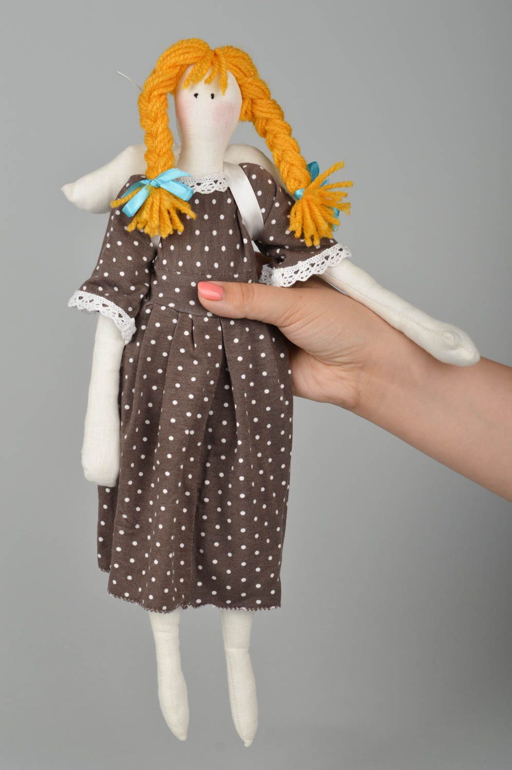 Кукла из ткани кукла ручной работы в платье мягкая кукла подарок ребенку фото 1