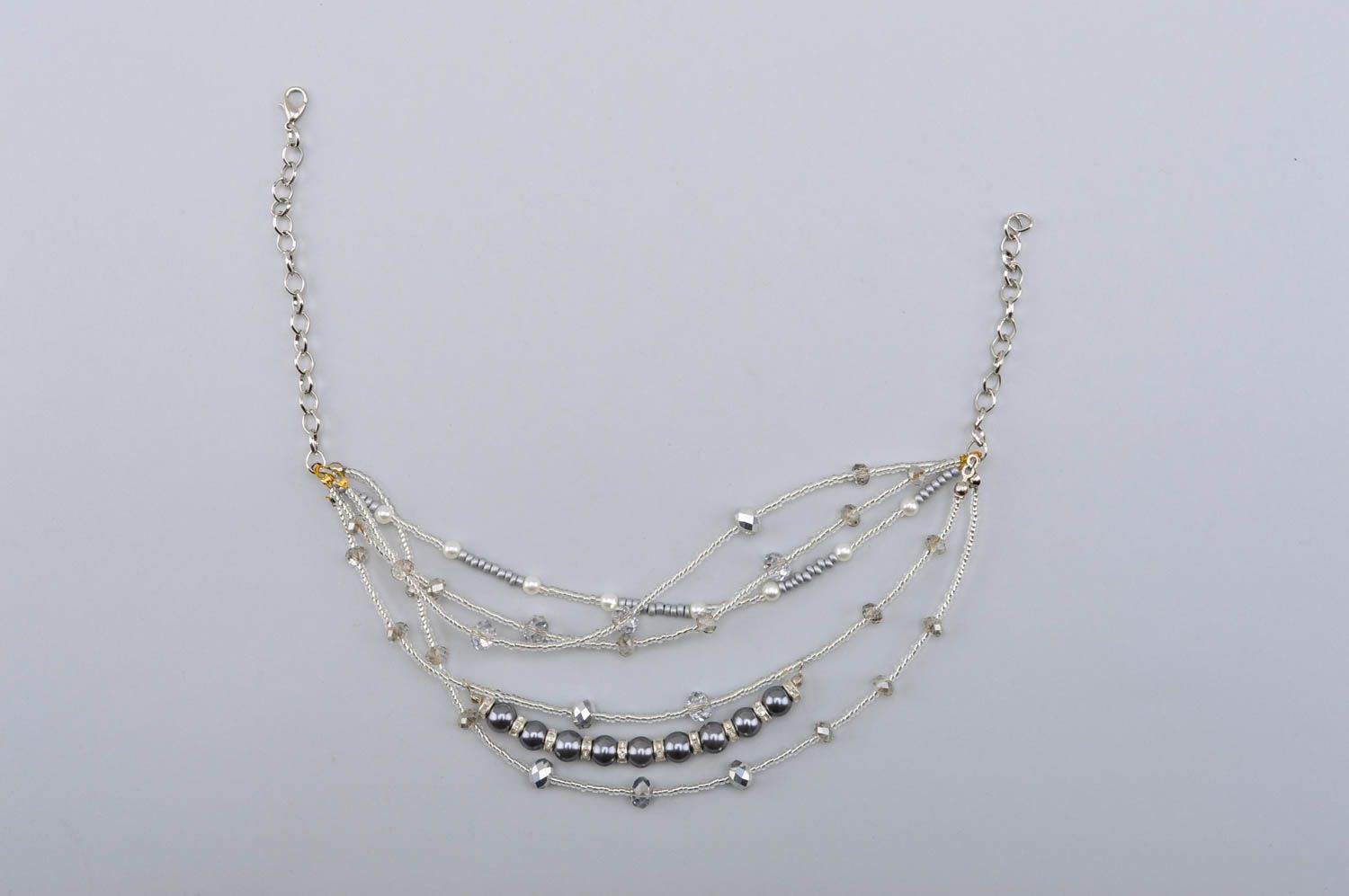 Collier chaîne avec cristaux Bijou fait main perles de rocaille Accessoire femme photo 5