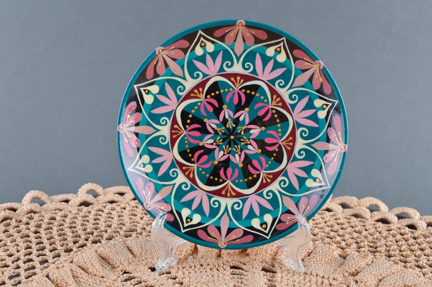 Plato de cerámica hecho a mano utensilio de cocina con ornamento regalo original foto 1