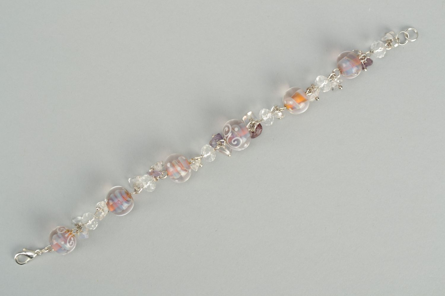 Bracelet with lampwork glass beads Jellyfish photo 6