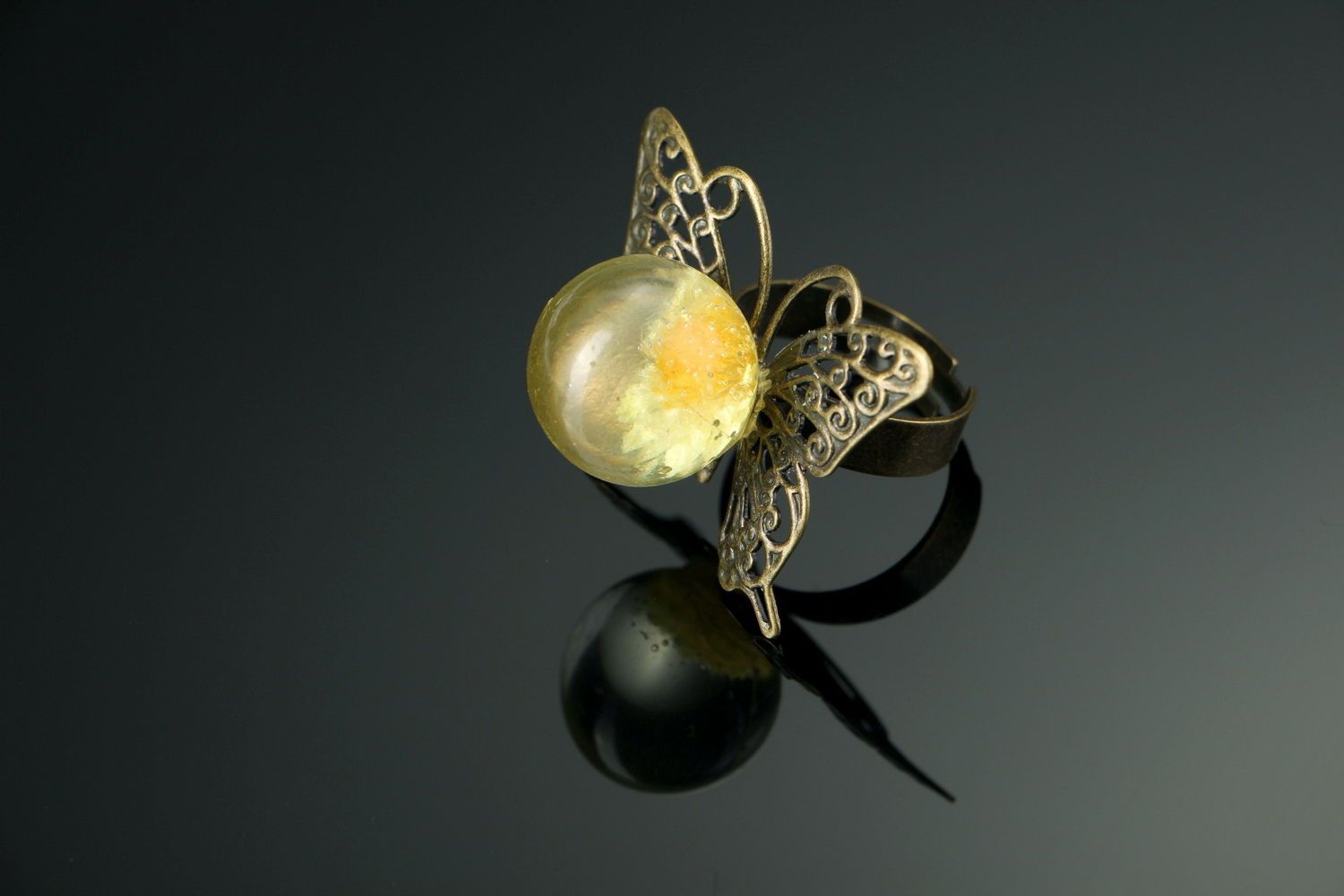 Ring with straw flower photo 3
