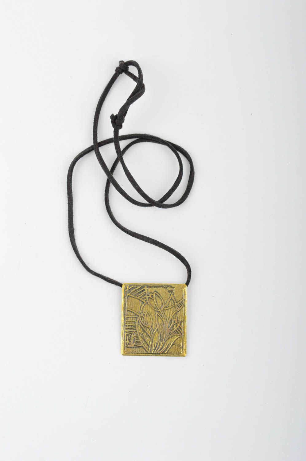 Handmade designer accessory elegant brass pendant unusual flower pendant photo 2