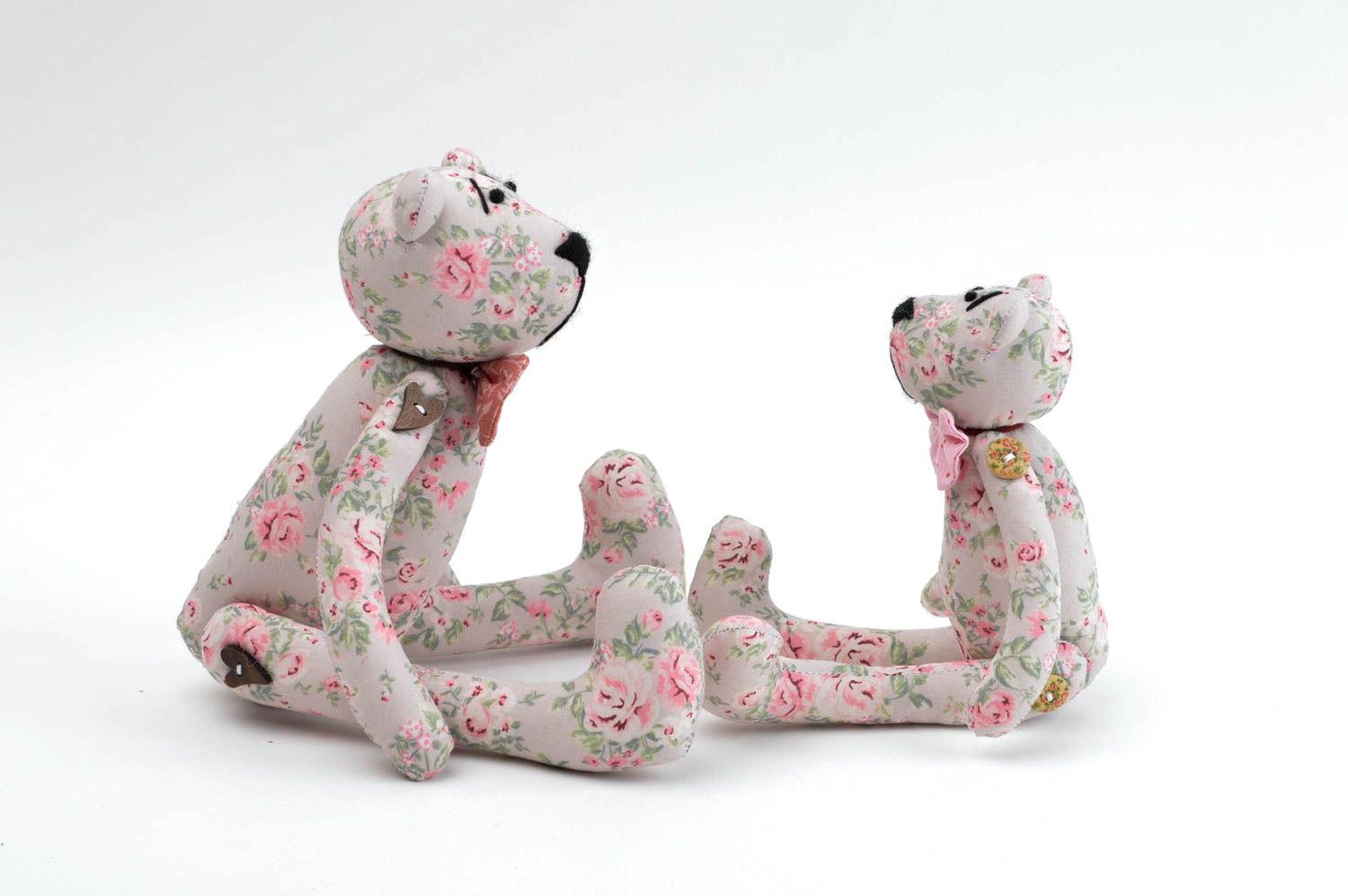 Conjunto de 3 juguetes de tela osos de peluche hechos a mano regalos para niños foto 2