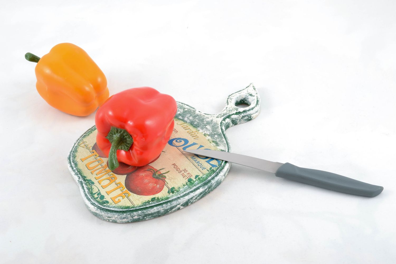 Tabla de cortar artesanal en técnica de decoupage Tomatos foto 5