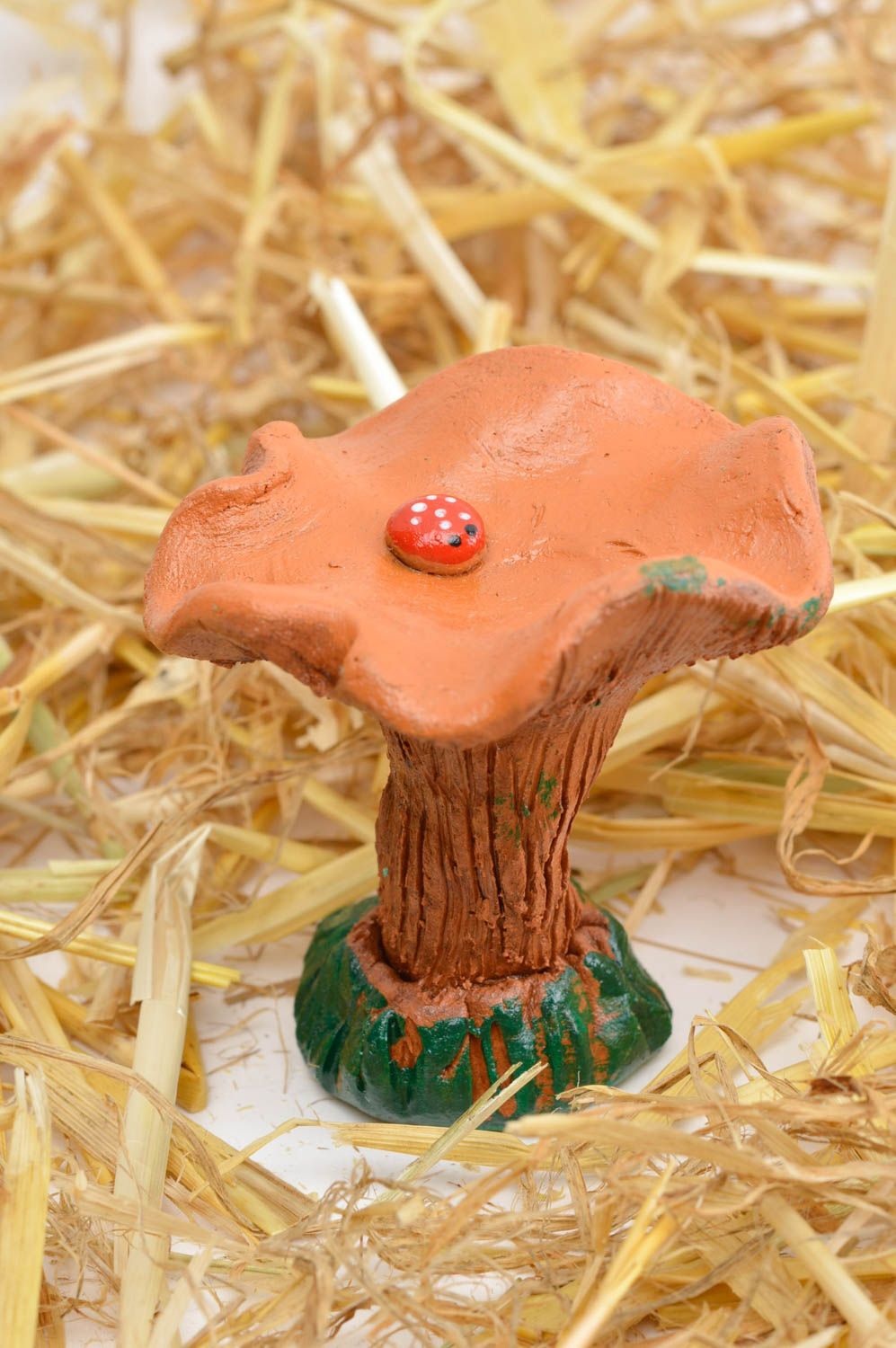 Фигурка из глины ручной работы статуэтка из глины гриб авторская статуэтка фото 2