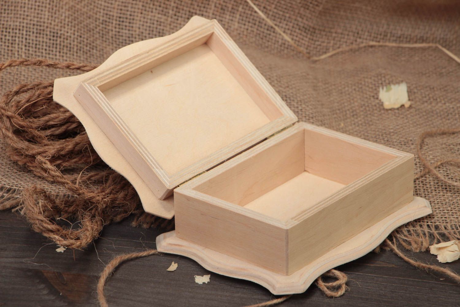 Beautiful handmade designer plywood blank jewelry box for painting photo 1