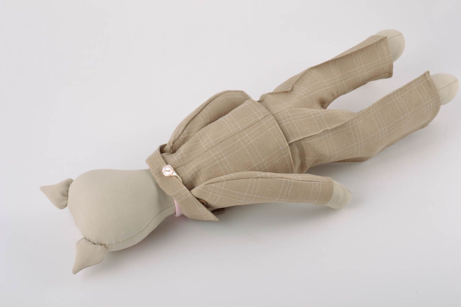 Textil Kuscheltier Kater im Anzug aus Leinen Spielzeug für Kinder  foto 5