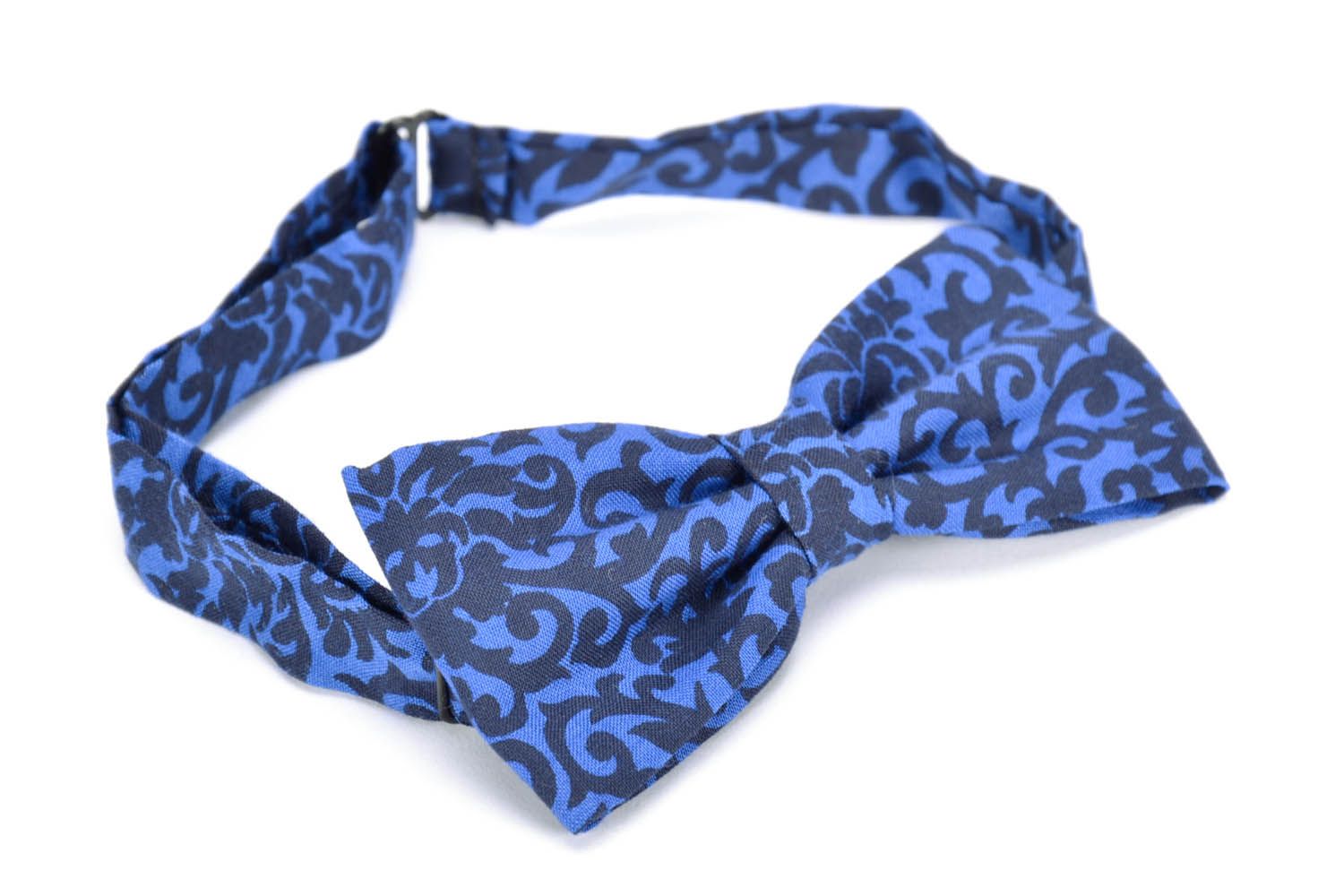 Blue cotton bow tie photo 2