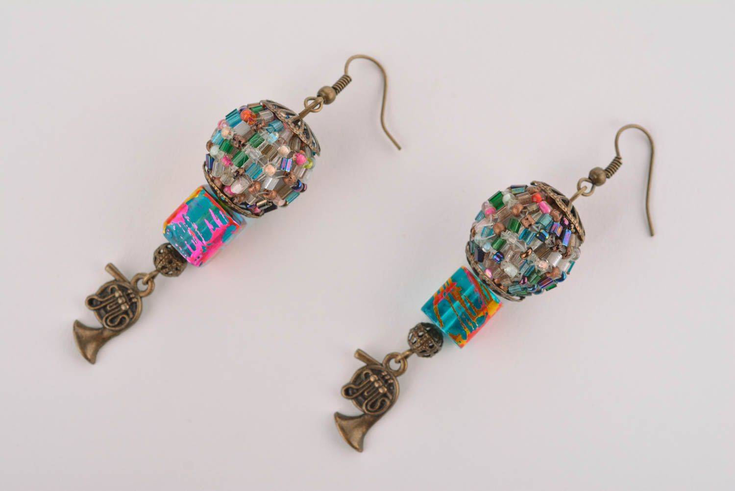 Unusual handmade beaded earrings metal earrings fashion accessories for girls photo 4