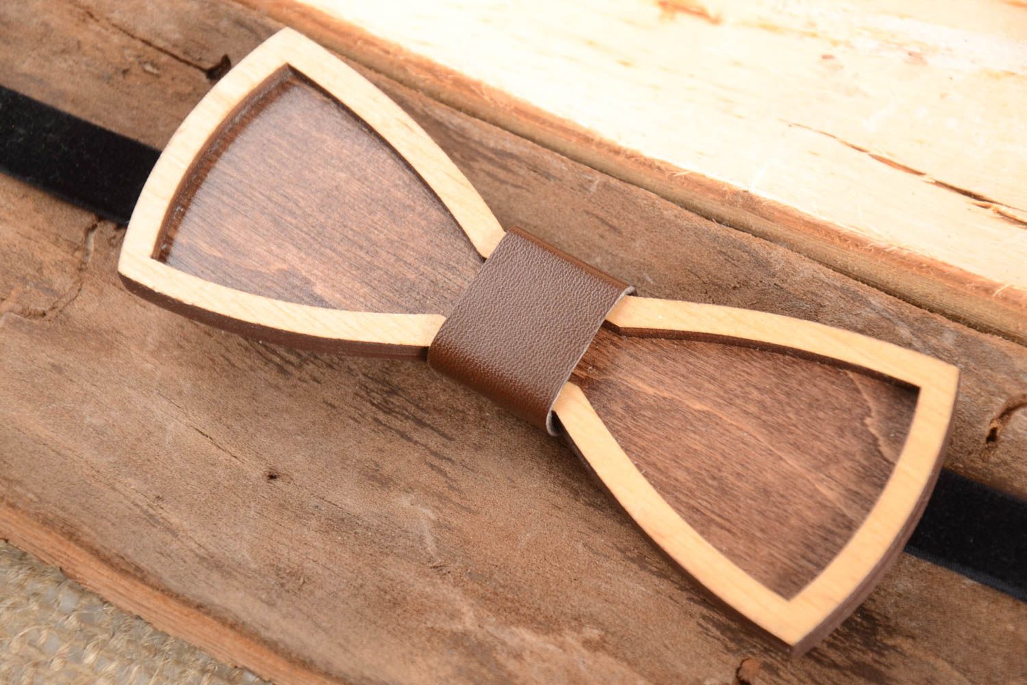 Homemade jewelry wooden bow tie designer accessories fashionable tie cool gifts photo 1