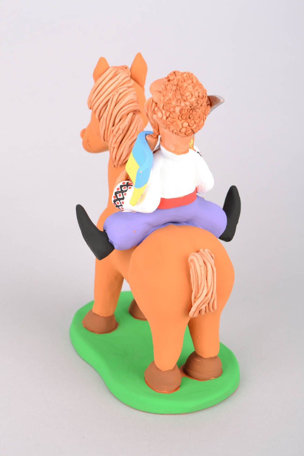 Keramik Statuette Kosak am Pferd foto 5