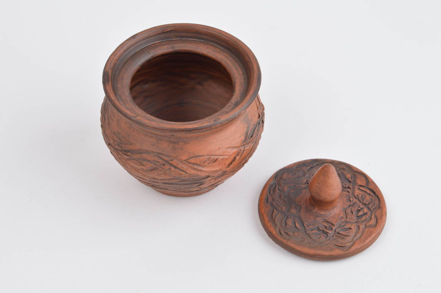 Pote de barro para cocina cerámica artesanal modelada elemento decorativo foto 2