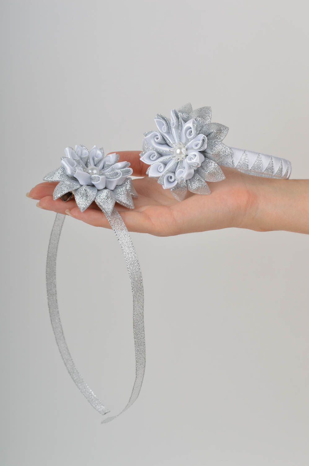 Beautiful handmade hair band textile bracelet designs kanzashi flower gift ideas photo 5
