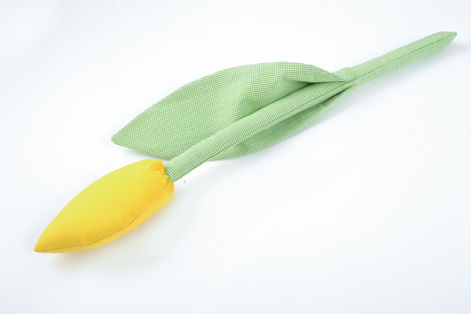 Petite fleur décorative en tissu tulipe jaune peluche originale faite main photo 5