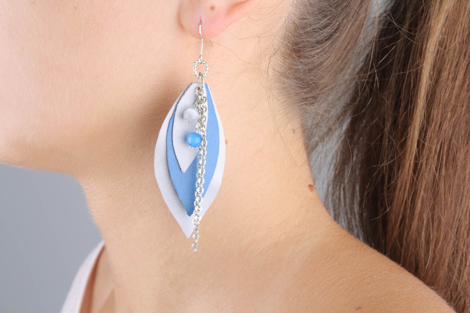 Earrings made of leather and metal photo 1