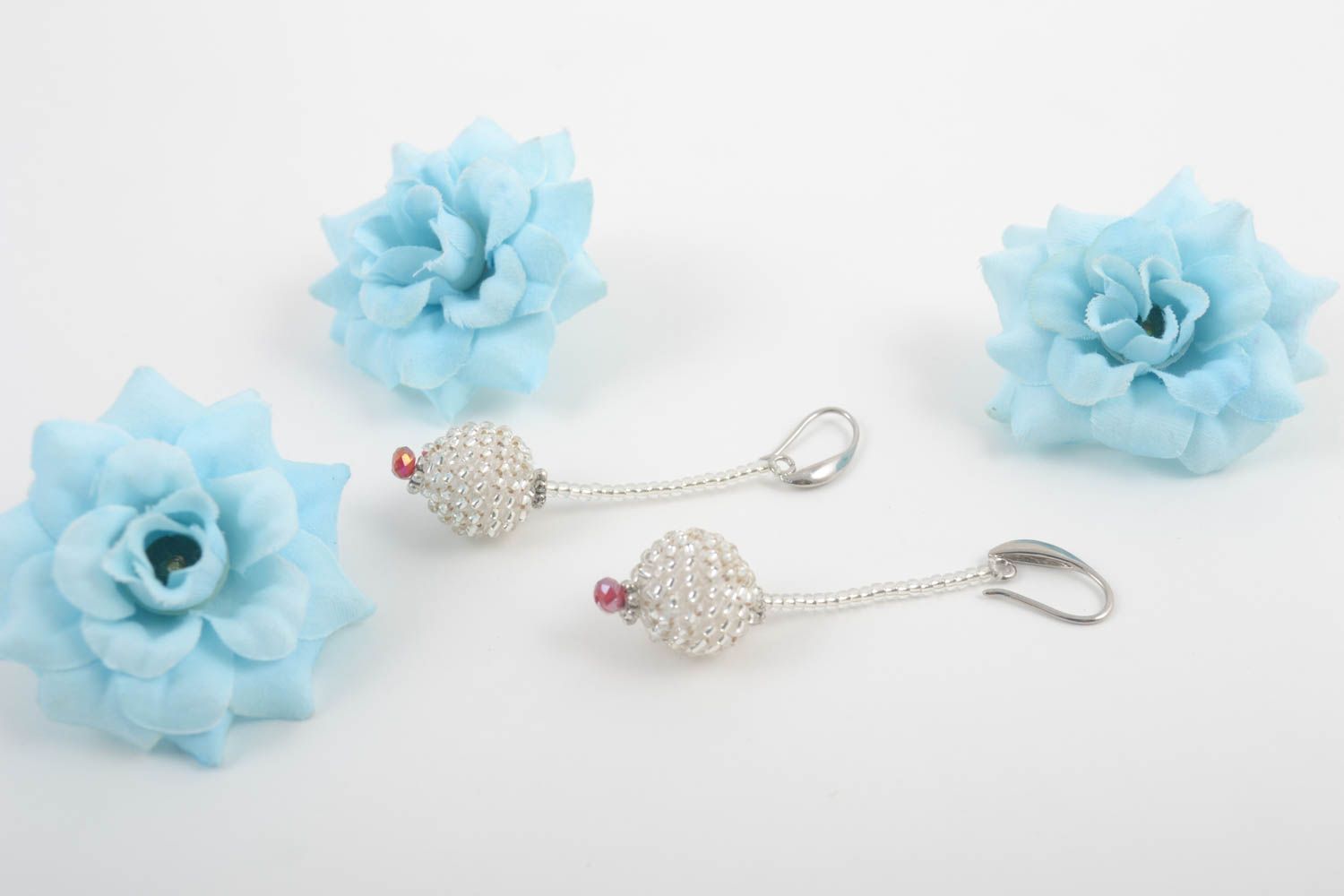Handmade beautiful summer earrings long elegant earrings flower earrings photo 1