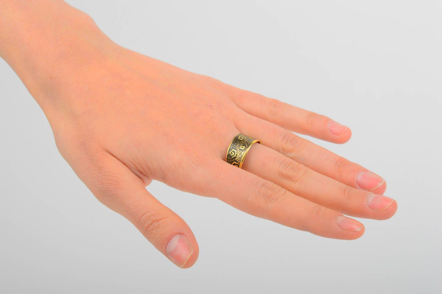 Handmade female brass ring designer unusual ring metal accessory gift for her photo 1