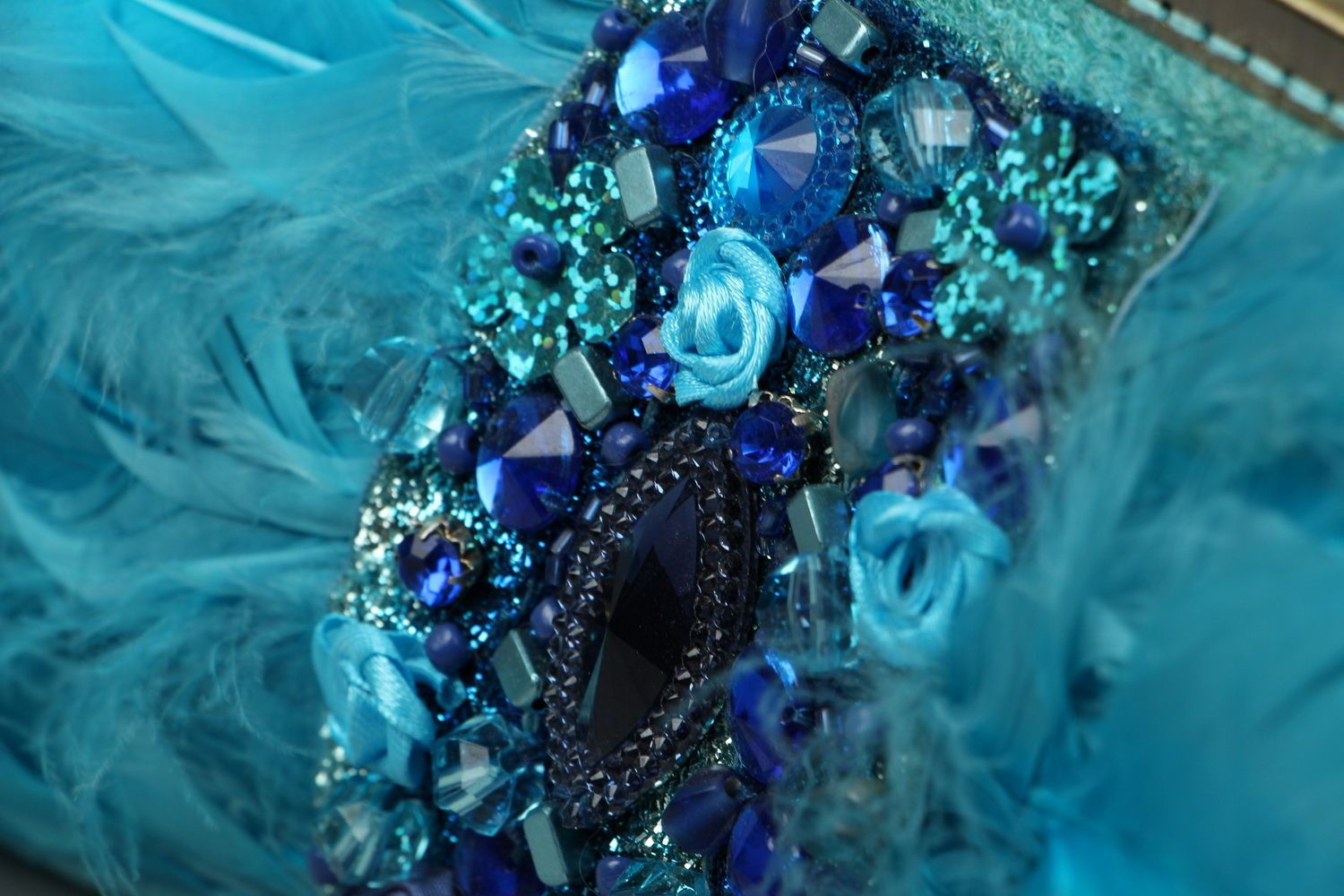 Pequeño bolso de lana Flamenco azul foto 3
