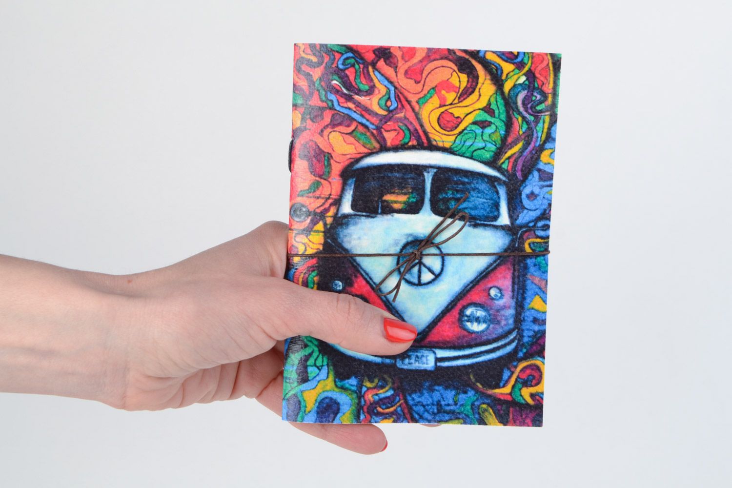 Carnet de notes 48 pages multicolores avec couverture en carton fait main Hippie photo 2
