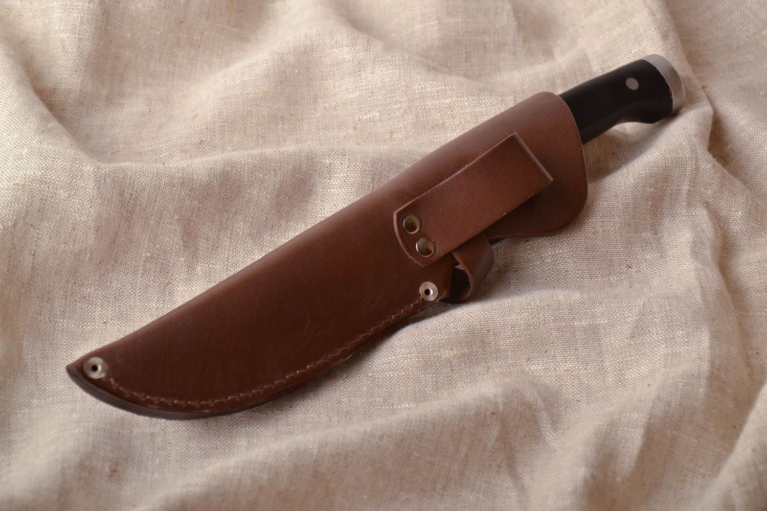 Кожаный чехол для ножа коричневый фото 1