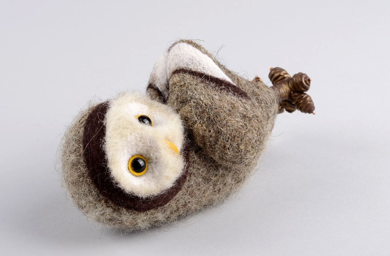 Peluche décorative Jouet en laine fait main Hibou feutrage Cadeau enfant photo 3