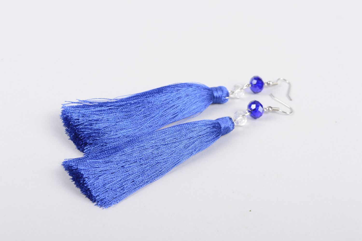 Blaue Ohrringe für Damen Schmuck Ohrhänger ausgefallener Ohrschmuck handgemacht foto 2