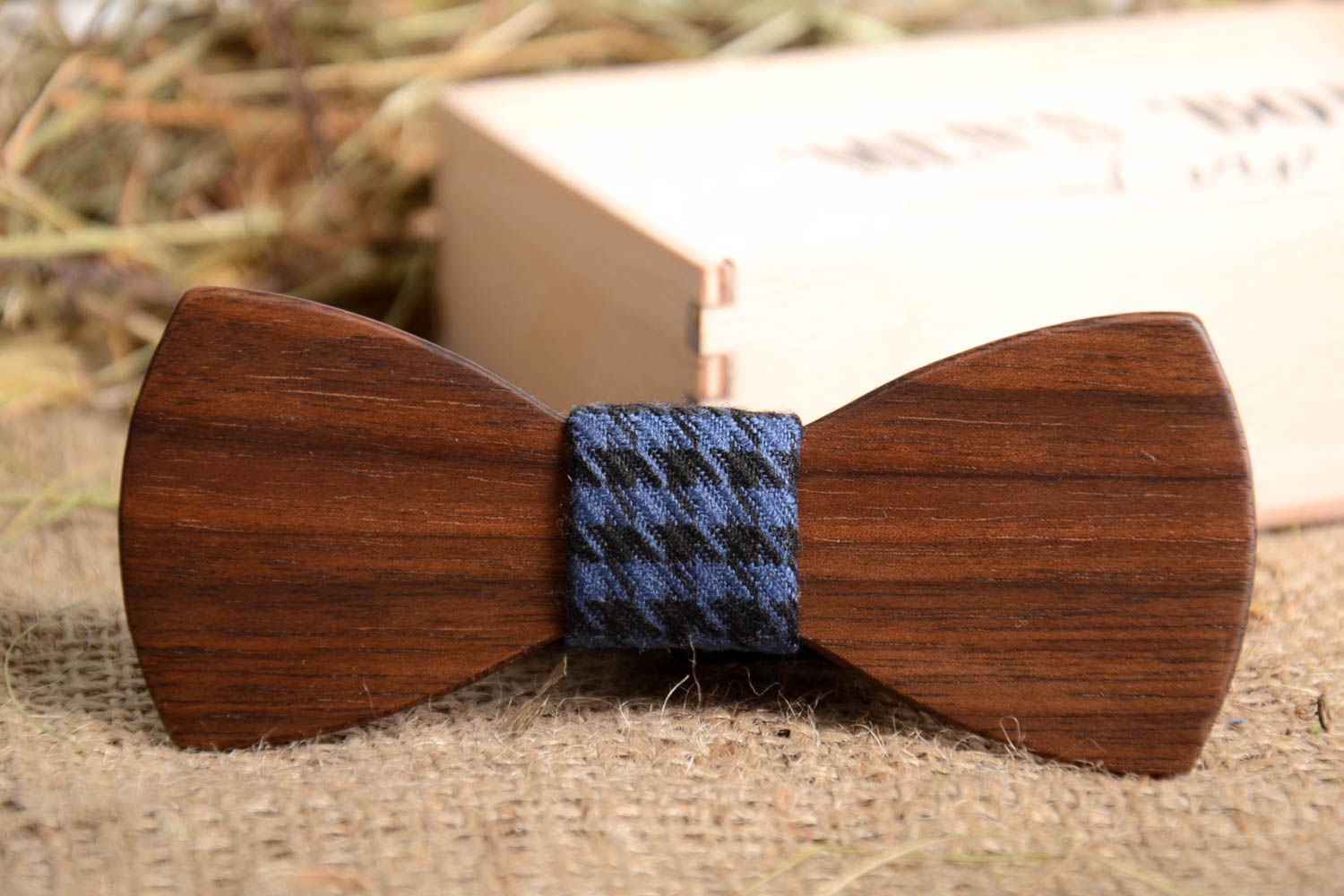 Holz Accessoire handmade Fliege Krawatte Herren Fliege Geschenk für Mann blau foto 1