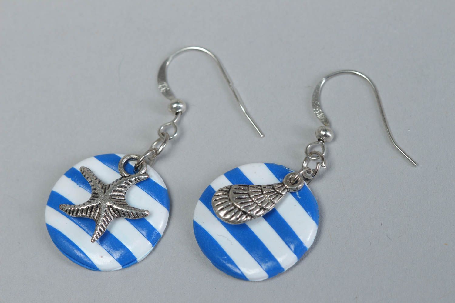 Modeschmuck Ohrringe handmade Geschenk Ideen exklusiver Modeschmuck blau weiß foto 2