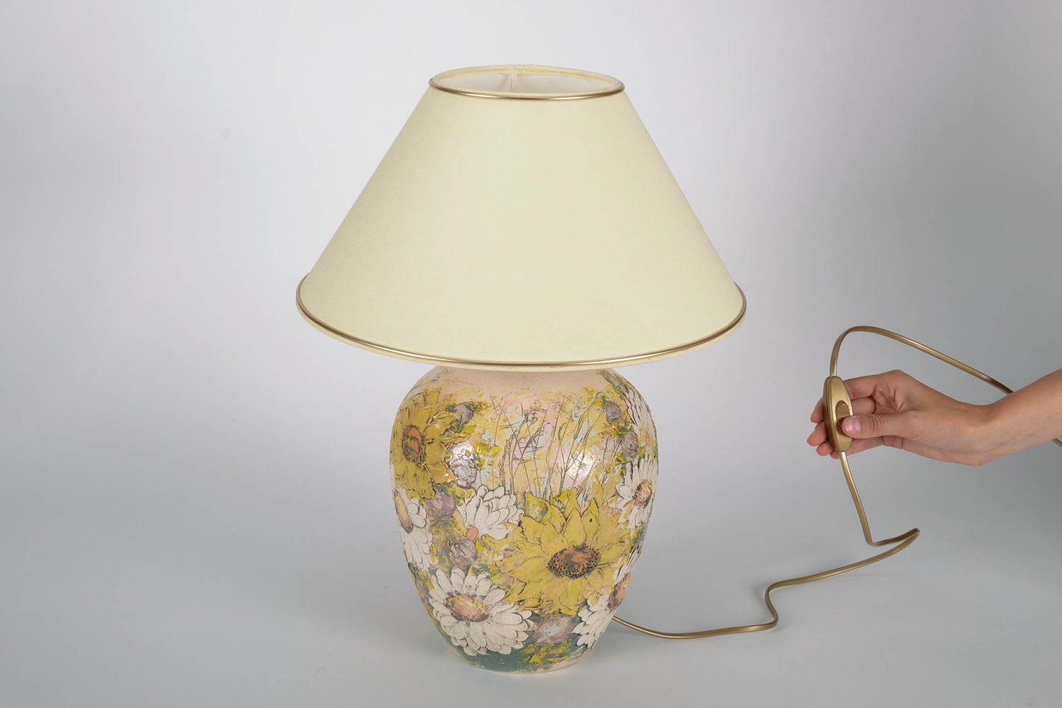 Nachttischlampe aus Keramik „Sonnenblumen foto 5